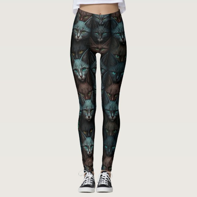 Cats Beautiful Dark Custom lovers Personalise  Leggings (Front)