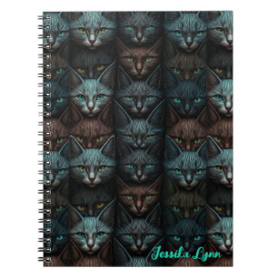 Cats Beautiful Dark Custom lovers Personalise Notebook
