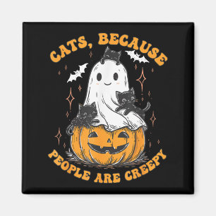 Cats Because People Are Creepy Halloween Black Cat Magnet