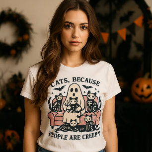 "Cats, because people are creepy" Spooky Halloween T-Shirt