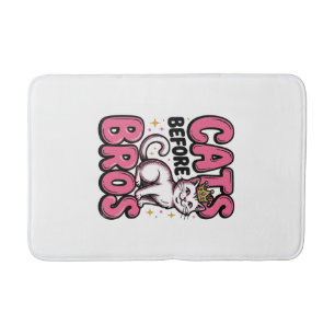 Cats Before Bros Vintage Cat Crown Shirt Design_1 Bath Mat
