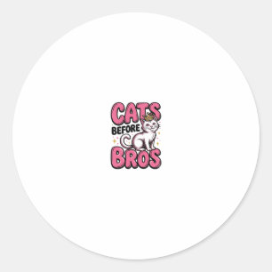 Cats Before Bros Vintage Cat Crown Shirt Design_1 Classic Round Sticker