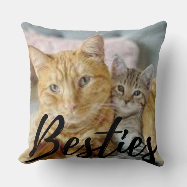 Cats [Besties] Throw Pillow (Front)