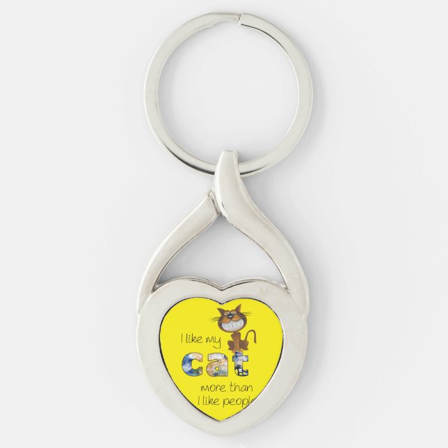 "Cats Better Company Than Men" Stylish Artwork Key Ring (Front)