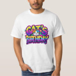 Cat's Birthday Rainbow Glitch T-Shirt<br><div class="desc">Vibrant and energetic "Cat's Birthday" design in bold rainbow gradient with cool glitch effect, bright neon outlines and a cute colourful cat face in the centre. This fun and playful illustration is perfect for cat lovers celebrating a furry friend's birthday. Great birthday gift for cat mum, cat dad, kitten owner...</div>