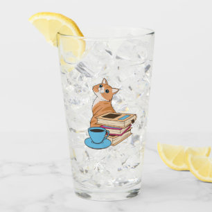 Cats, Books and Coffee Cute Glass