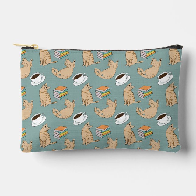 Cats Books And Coffee Time Accessory Pouch (Front)