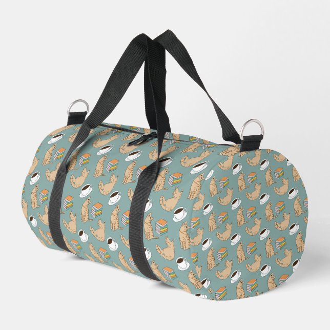 Cats Books And Coffee Time Duffle Bag (Left Corner)