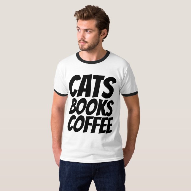 CATS BOOKS COFFEE Cat T-shirts (Front Full)