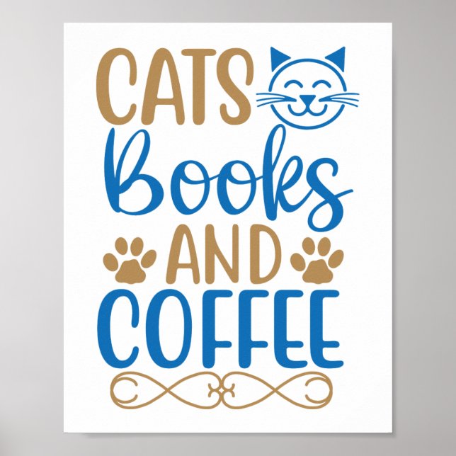 Cat's, Books & Coffee Poster (Front)
