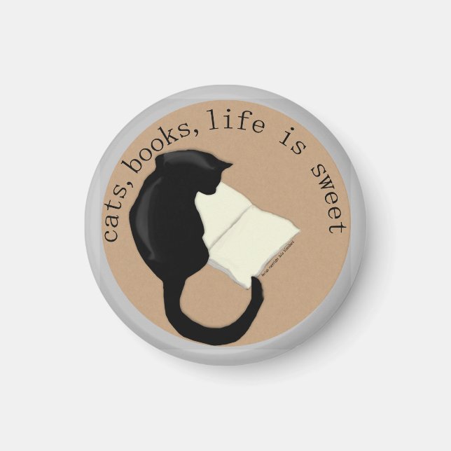 cats, books, life is sweet magnet (Front)