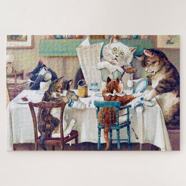 Cat's Breakfast Time, Louis Wain Jigsaw Puzzle (Horizontal)