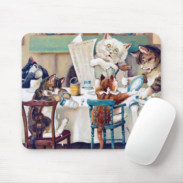 Cat's Breakfast Time, Louis Wain Mouse Pad (With Mouse)