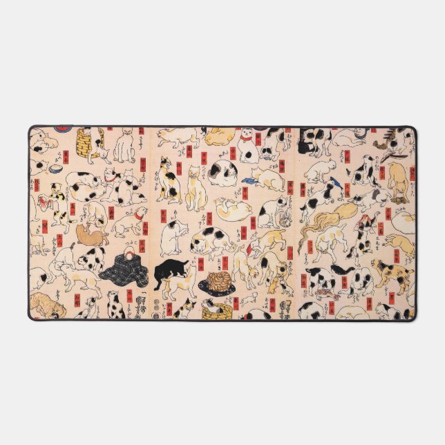Cats by Utagawa Kuniyoshi Desk Mat (Front)