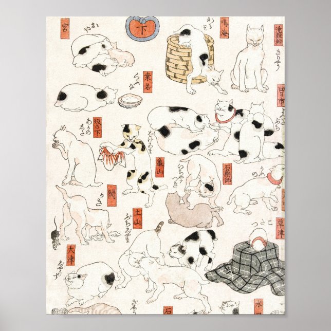 Cats by Utagawa Kuniyoshi Poster (Front)