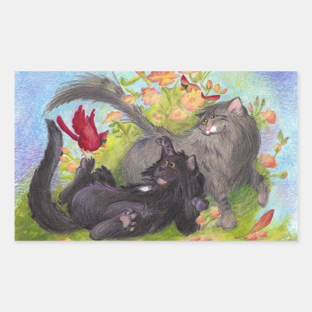 Cats, Cardinals and Roses Sticker (Front)