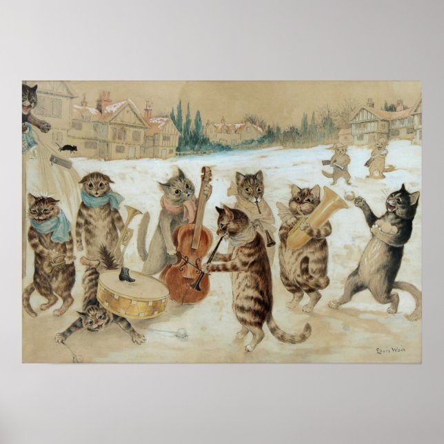 Cats Carol Singing by Louis Wain   Poster (Front)