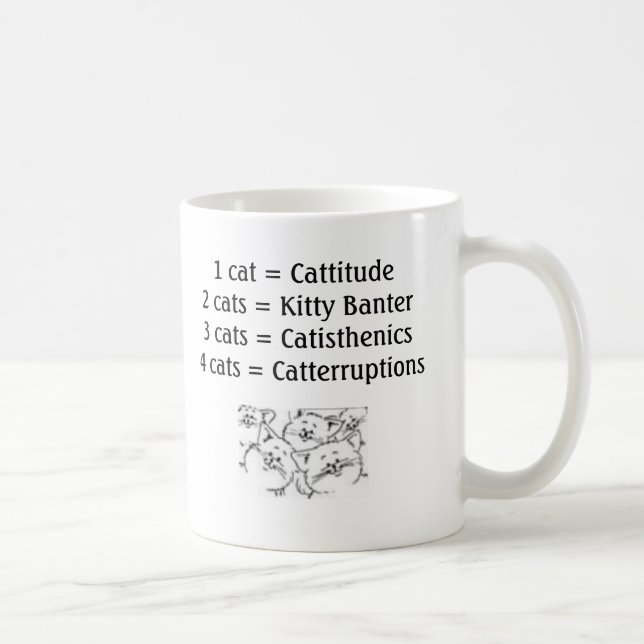 Cats_-_Cartoon_2, 1 cat = Cattitude 2 cats = Ki... Coffee Mug (Right)