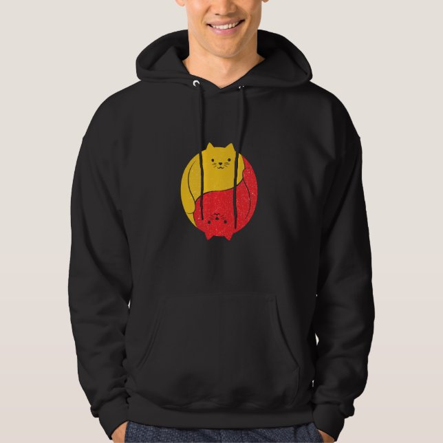 Cats Cat Funny Cute Hilarious Yin Yang Chubby Hoodie (Front)