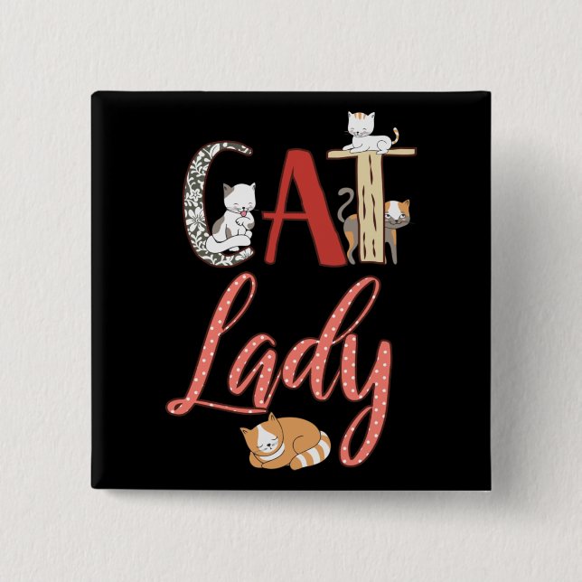 Cats - Cat Lady Cat Lover 15 Cm Square Badge (Front)