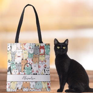 Cats, Cats & More Cats Monogram Tote Bag