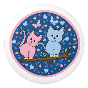 cats ceramic knob