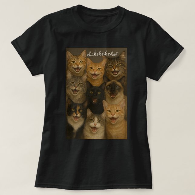 Cats chattering, chirping, ekekek T-Shirt (Design Front)