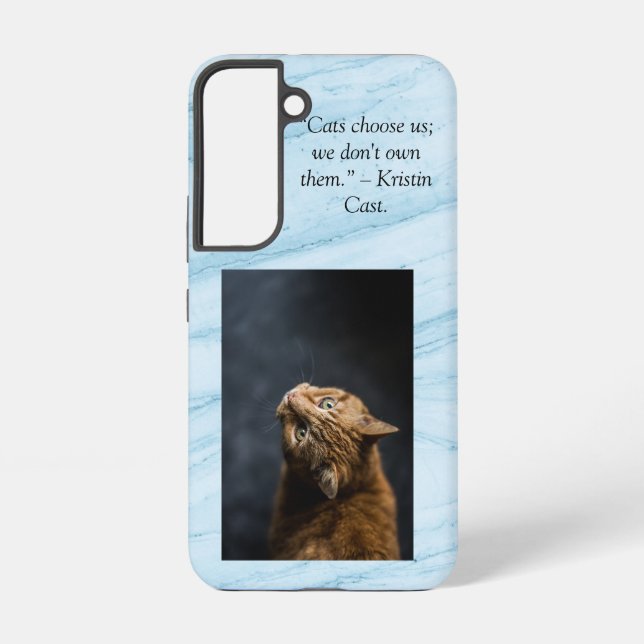 Cats choose us blue marble background  samsung gal galaxy s22 case (Back)
