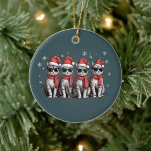 Cats Christmas Cat Mum Holiday Xmas Santa Ceramic Tree Decoration