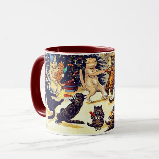 Cat's Christmas Party, Louis Wain Mug (Front Left)