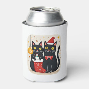 Cats Christmas Retro 50s 60s Xmas (1) Can Cooler