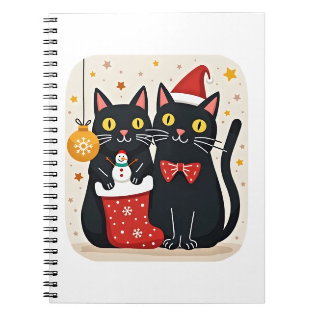 Cats Christmas Retro 50s 60s Xmas (1) Notebook (Front)