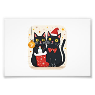 Cats Christmas Retro 50s 60s Xmas (1) Photo Print