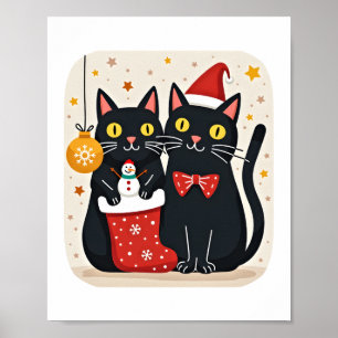 Cats Christmas Retro 50s 60s Xmas (1) Poster