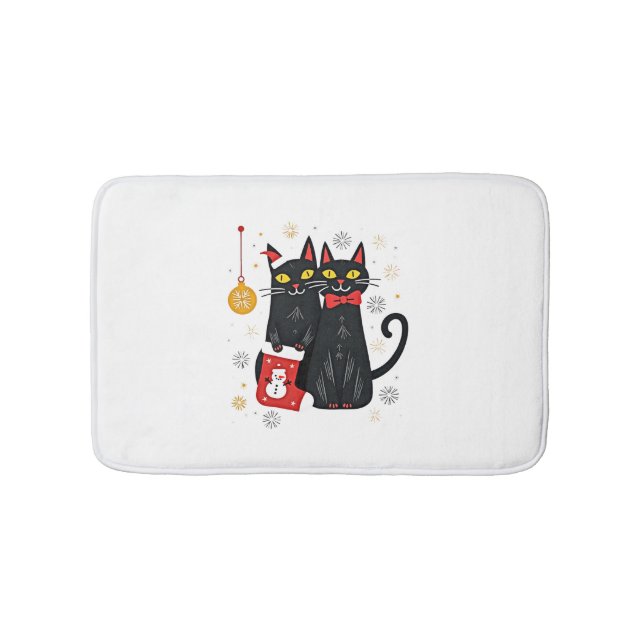 Cats Christmas Retro 50s 60s Xmas (2) Bath Mat (Front)
