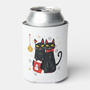 Cats Christmas Retro 50s 60s Xmas (2) Can Cooler
