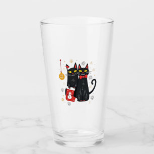 Cats Christmas Retro 50s 60s Xmas (2) Glass