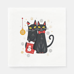 Cats Christmas Retro 50s 60s Xmas (2) Napkin