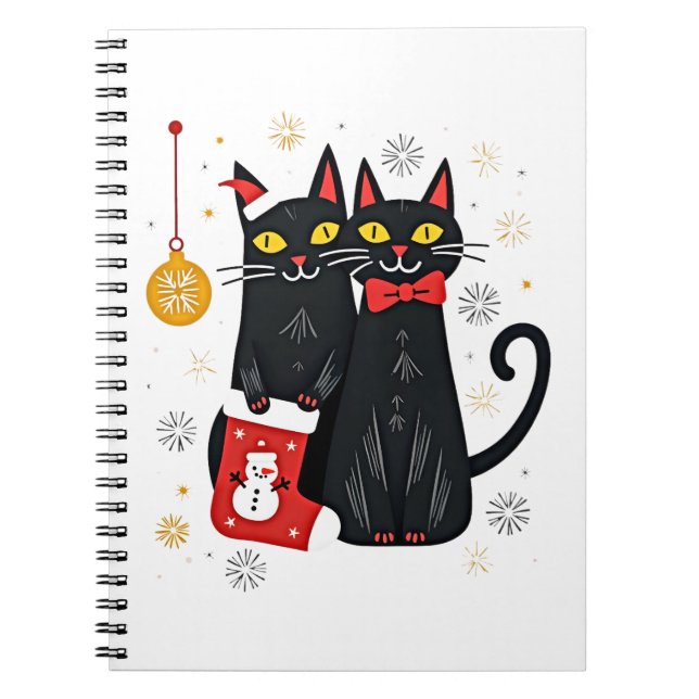 Cats Christmas Retro 50s 60s Xmas (2) Notebook (Front)