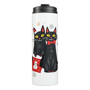 Cats Christmas Retro 50s 60s Xmas (2) Thermal Tumbler