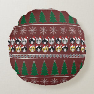 Cats Christmas Round Cushion