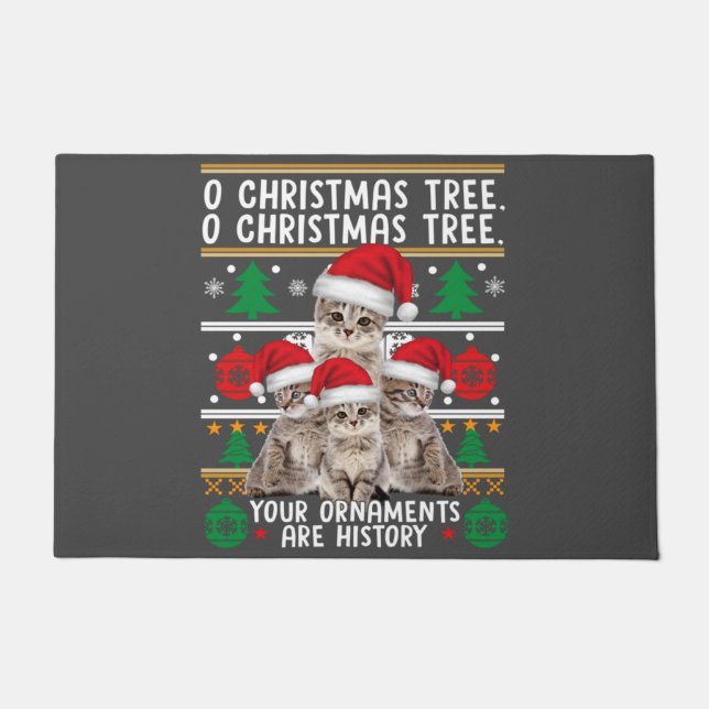 Cats Christmas Shirt Funny Ornaments Pajama Family Doormat (Front)