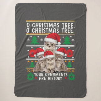 Cats Christmas Shirt Funny Ornaments Pajama Family Sherpa Blanket