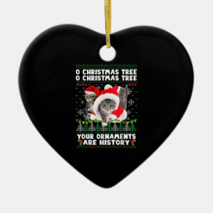 Cats Christmas Shirt Funny Xmas Cat Lover Matching Ceramic Tree Decoration
