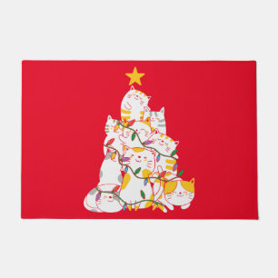 Cats Christmas Tree Funny Cats Christmas  Doormat