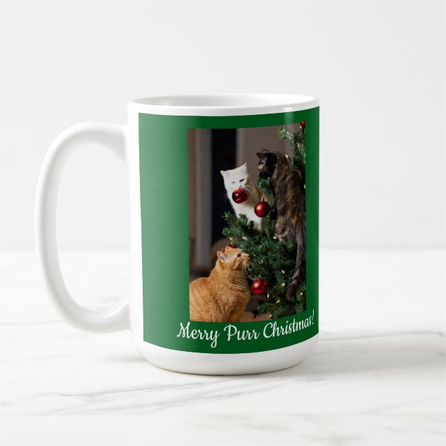 Cats Christmas Tree, Image Names Text, Customize,  Coffee Mug (Left)