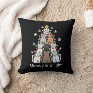 Cats Christmas Tree Meowy Bright Cute Xmas  Cushion