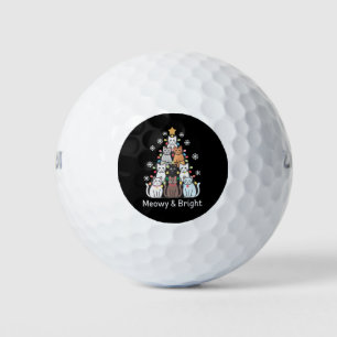 Cats Christmas Tree Meowy Bright Cute Xmas Golf Balls