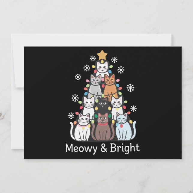 Cats Christmas Tree Meowy Bright Cute Xmas  Holiday Card (Front)