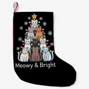 Cats Christmas Tree Meowy Bright Cute Xmas  Small Christmas Stocking